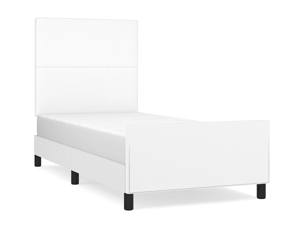 Bettgestell mit Kopfteil Weiß 90x190 cm Kunstleder