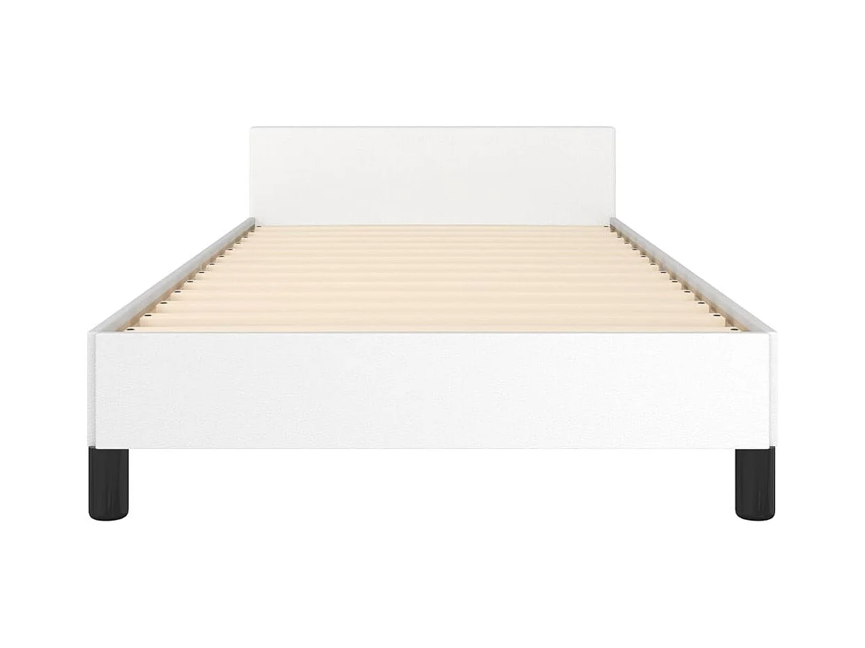 Bettgestell mit Kopfteil Weiß 90x190 cm Kunstleder