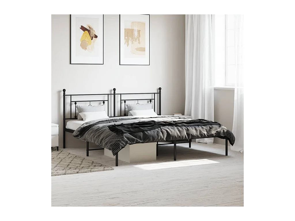 Estrutura de cama em metal com cabeceira 180x200 cm preto