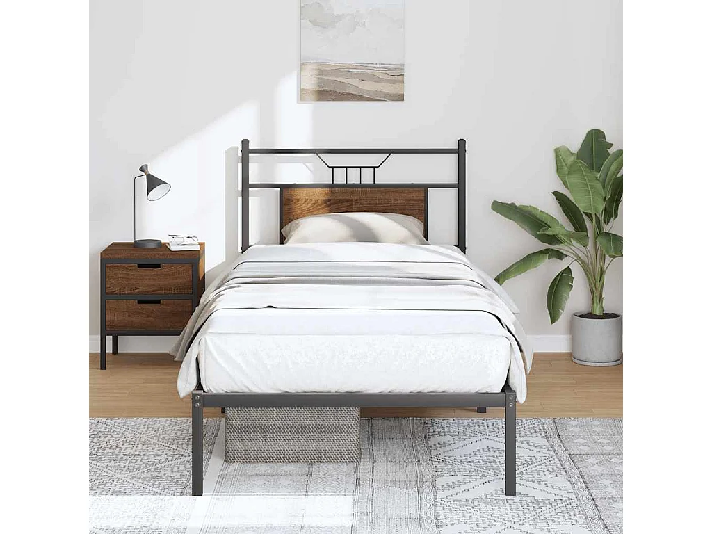 Cadre de lit sans matelas chêne marron 90x190cm bois ingénierie