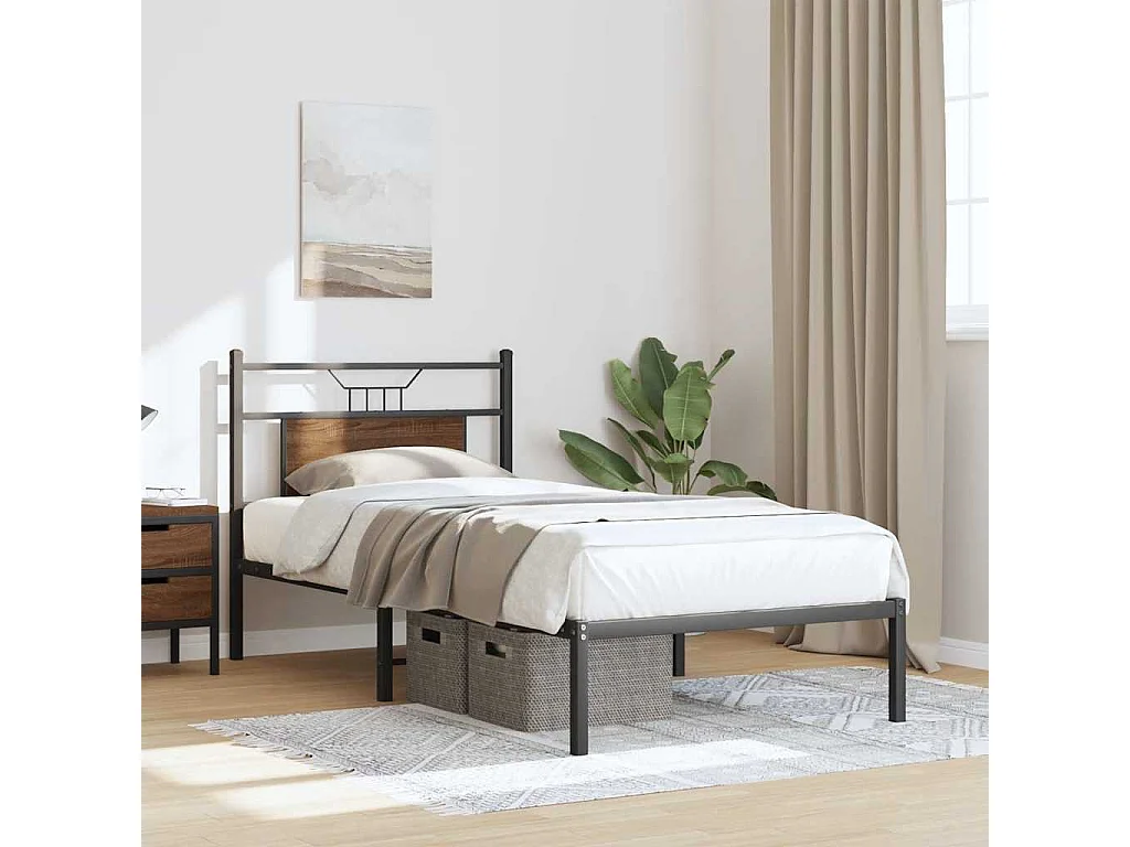 Cadre de lit sans matelas chêne marron 90x190cm bois ingénierie