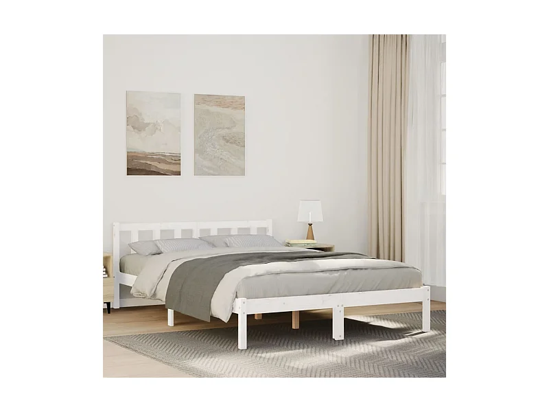 Cadre de lit extra long sans matelas 160x220 cm bois massif pin