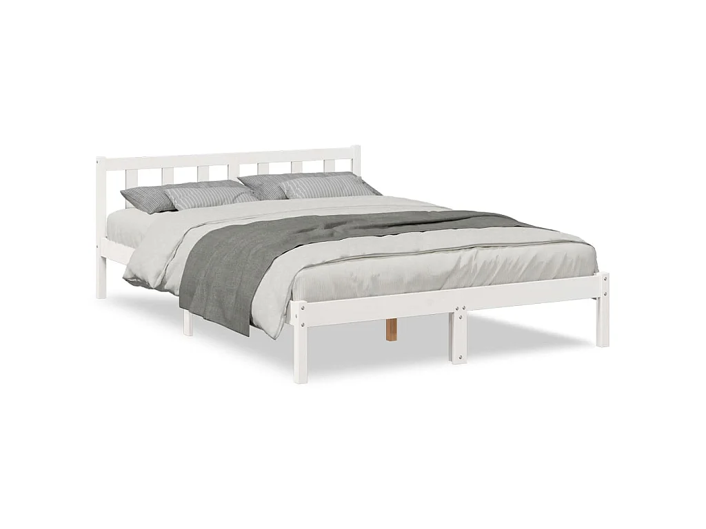 Massivholzbett Extra Lang ohne Matratze Weiß 160x220 Kieferholz