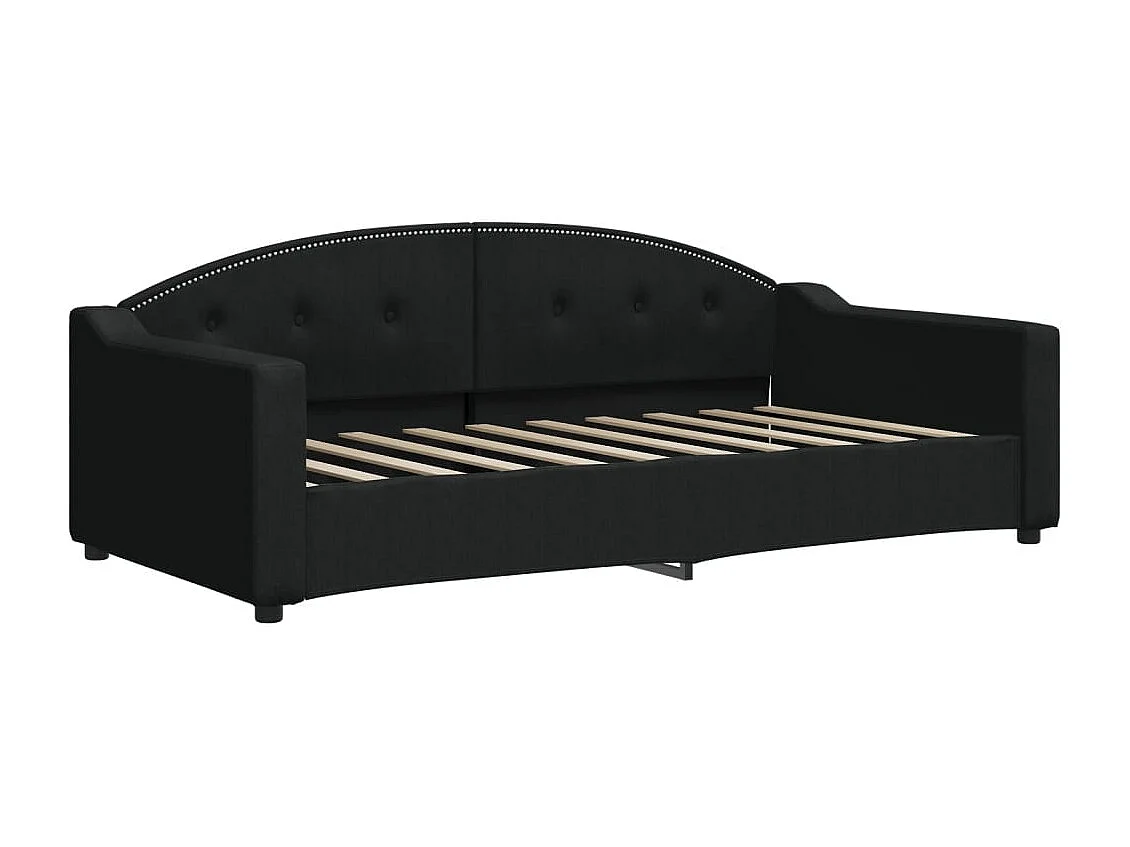 Tagesbett Ausziehbar mit Schubladen Schwarz 90x190 cm Stoff