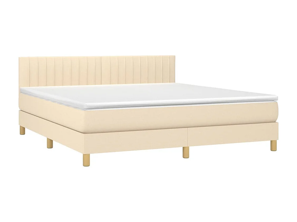 Letto a Molle con Materasso e LED Crema 180x200 cm in Tessuto
