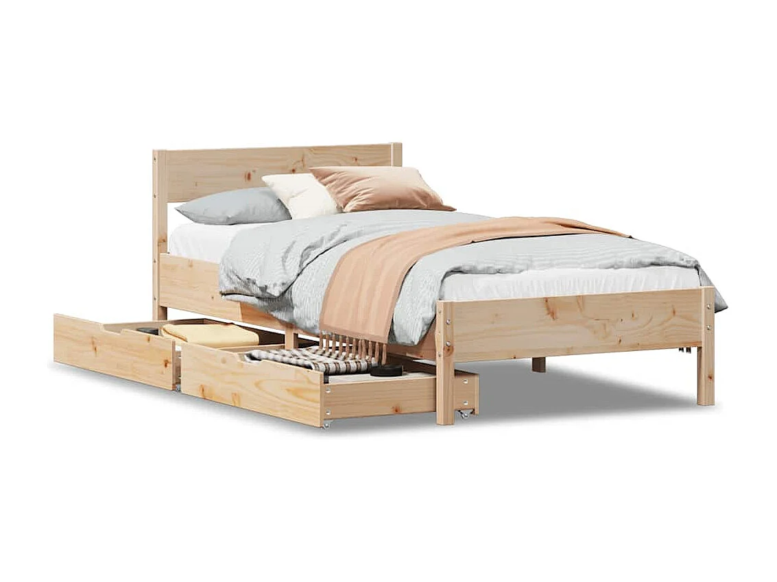 Cama sem colchão 100x200 cm madeira de pinho maciça