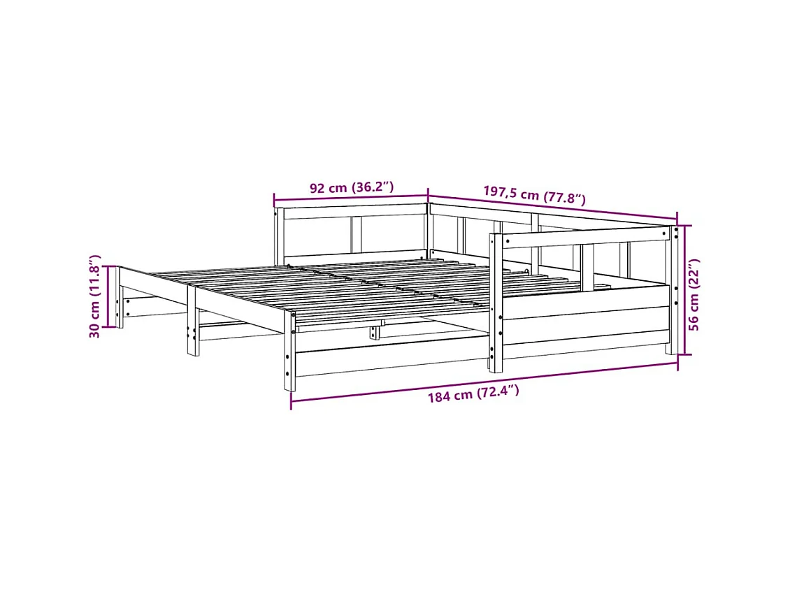 Dormeuse senza Materasso Marrone Cera 90x190 cm Legno di Pino