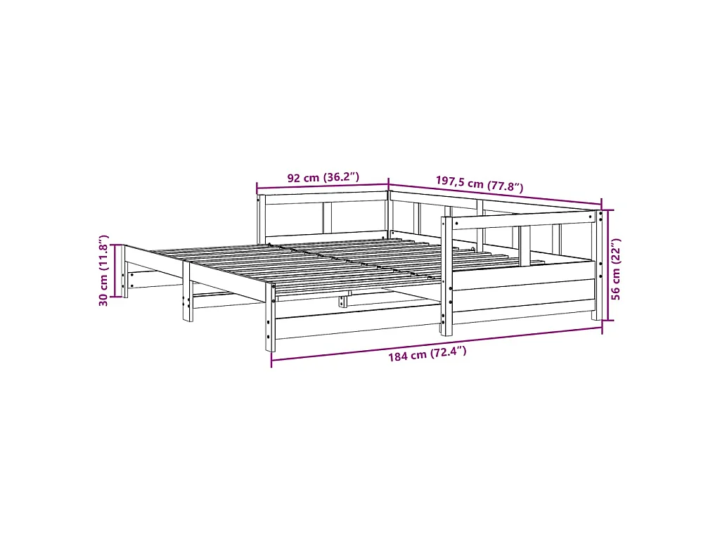 Lit de jour sans matelas cire marron 90x190 cm bois pin massif