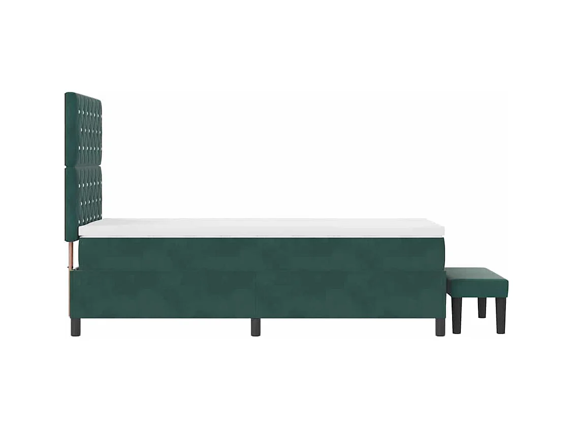 Lit à ressorts avec matelas Vert foncé 90 x 200 cm Velours