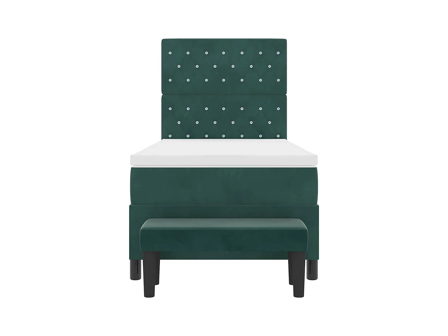 Lit à ressorts avec matelas Vert foncé 90 x 200 cm Velours