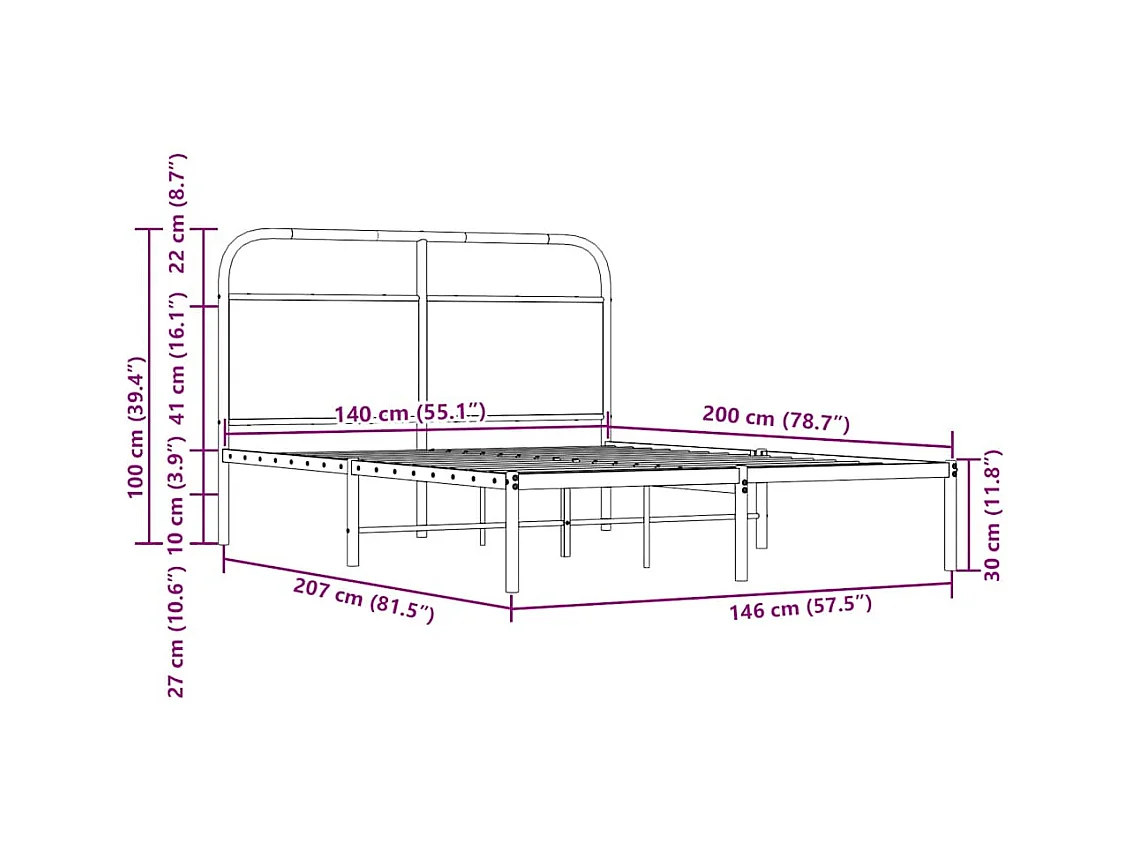 Bedframe zonder matras bewerkt hout sonoma eikenkleur 140x200cm