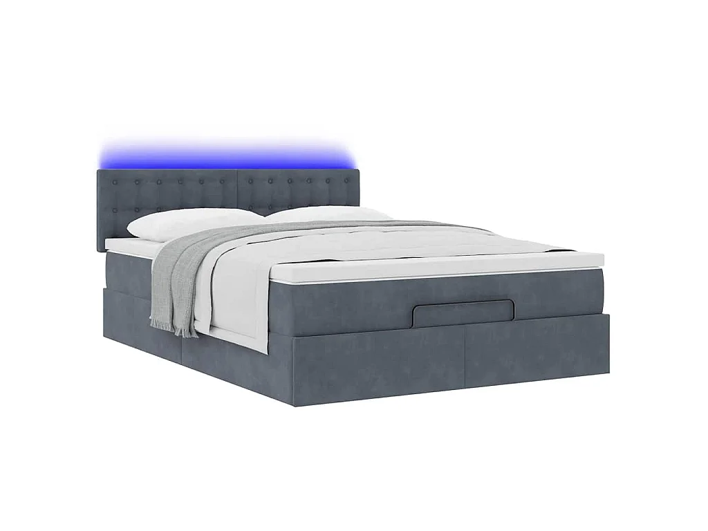 Ottoman bed met matras en LED's 140x200cm fluweel donkergrijs