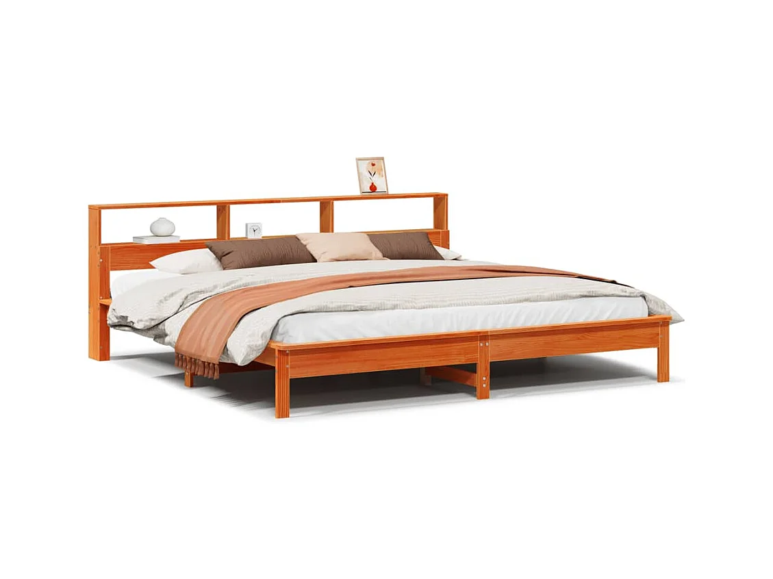 Bedframe zonder matras massief grenenhout wasbruin 180x200 cm