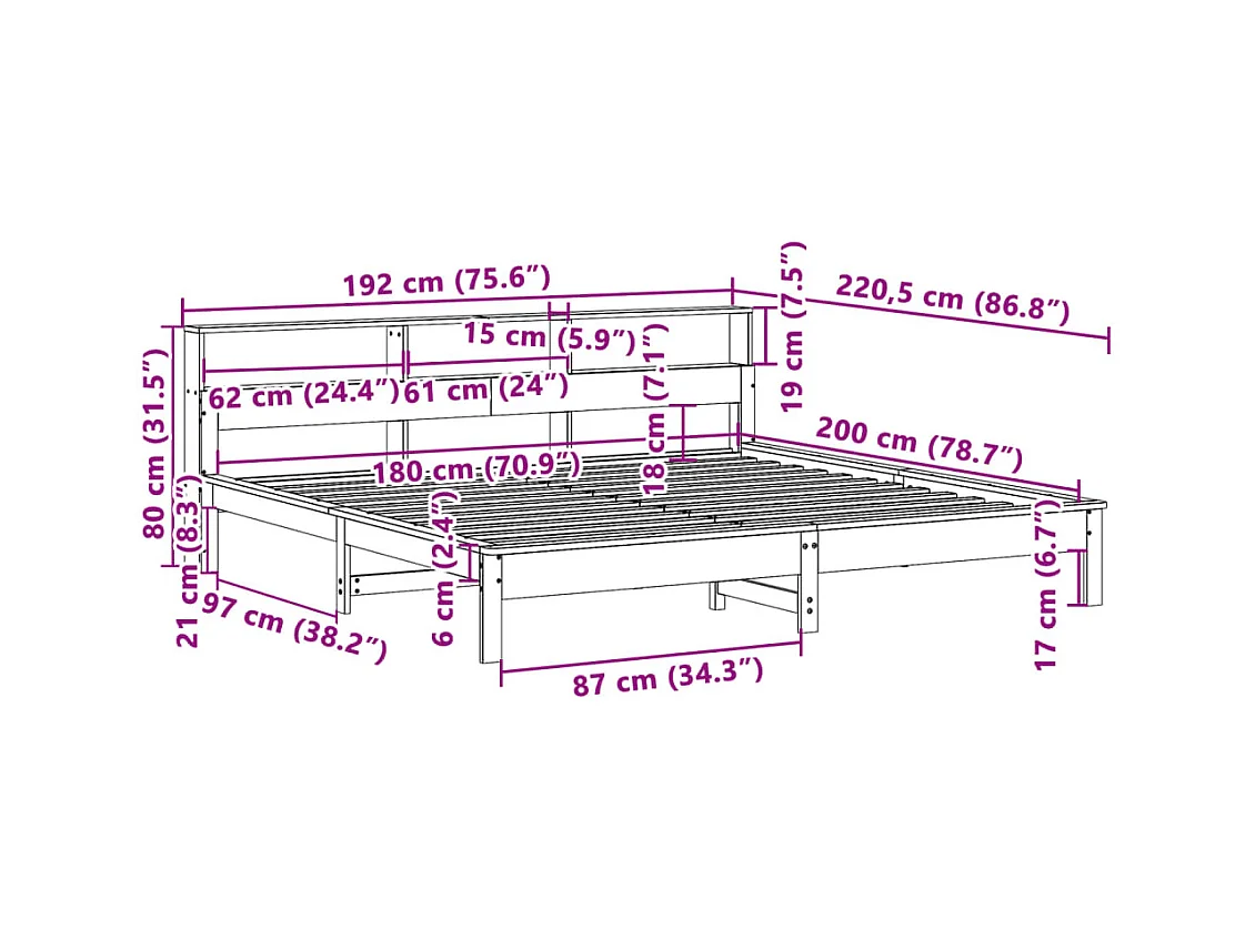 Bedframe zonder matras massief grenenhout wasbruin 180x200 cm
