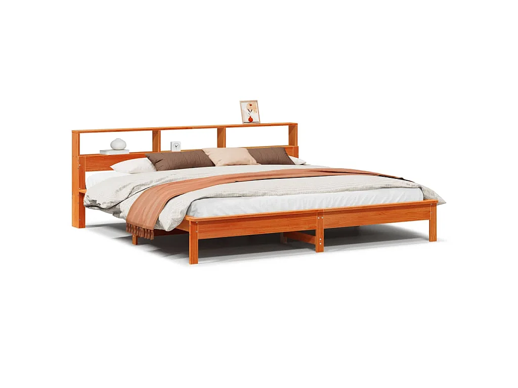 Bedframe zonder matras massief grenenhout wasbruin 180x200 cm