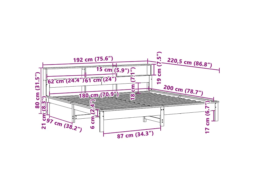 Bedframe zonder matras massief grenenhout wasbruin 180x200 cm