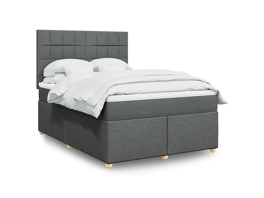 Boxspringbett mit Matratze Dunkelgrau 140x190 cm Stoff