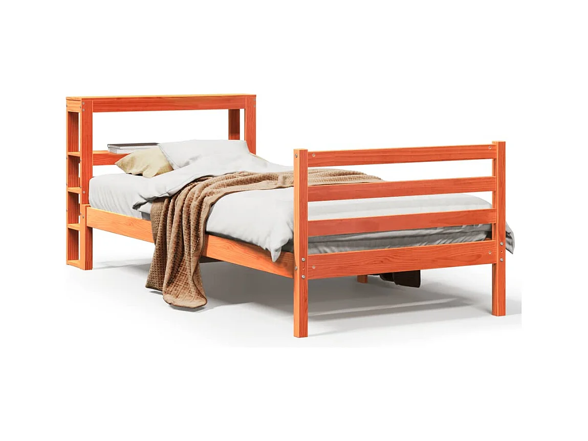 Cama sem colchão 90x200 cm pinho maciço castanho-mel