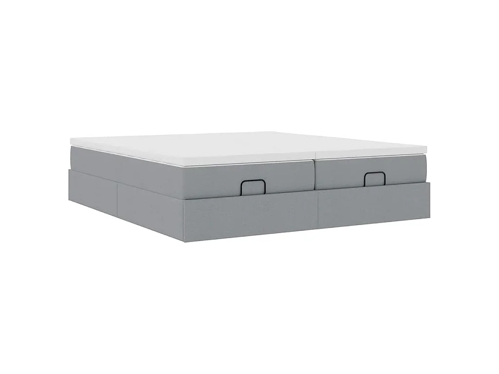 Ottoman-Bett mit Matratzen Hellgrau 160x200 cm Stoff