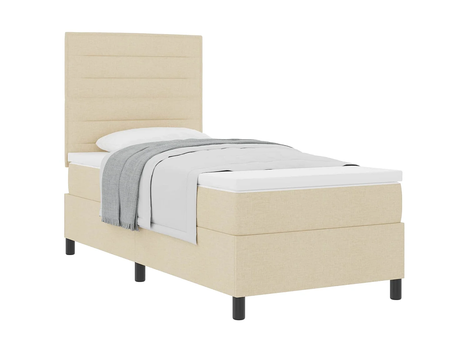 Boxspringbed met matras met hoofdeinde Crème 90 x 200 cm Stof