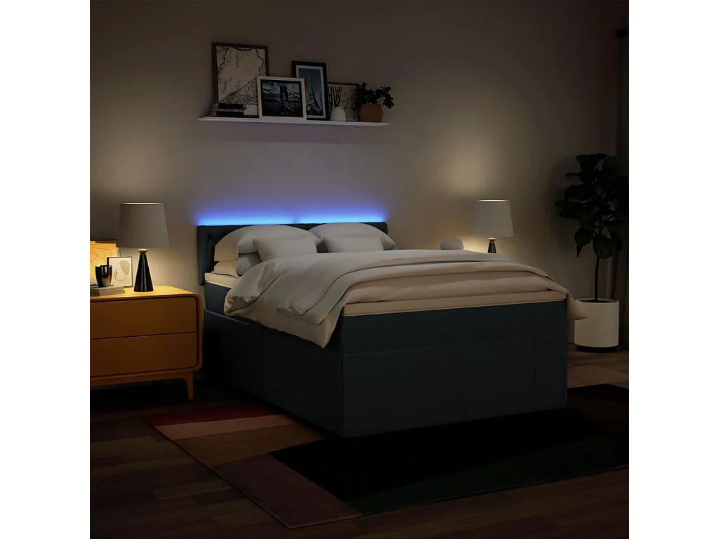 Boxspring met matras stof blauw 160x200 cm