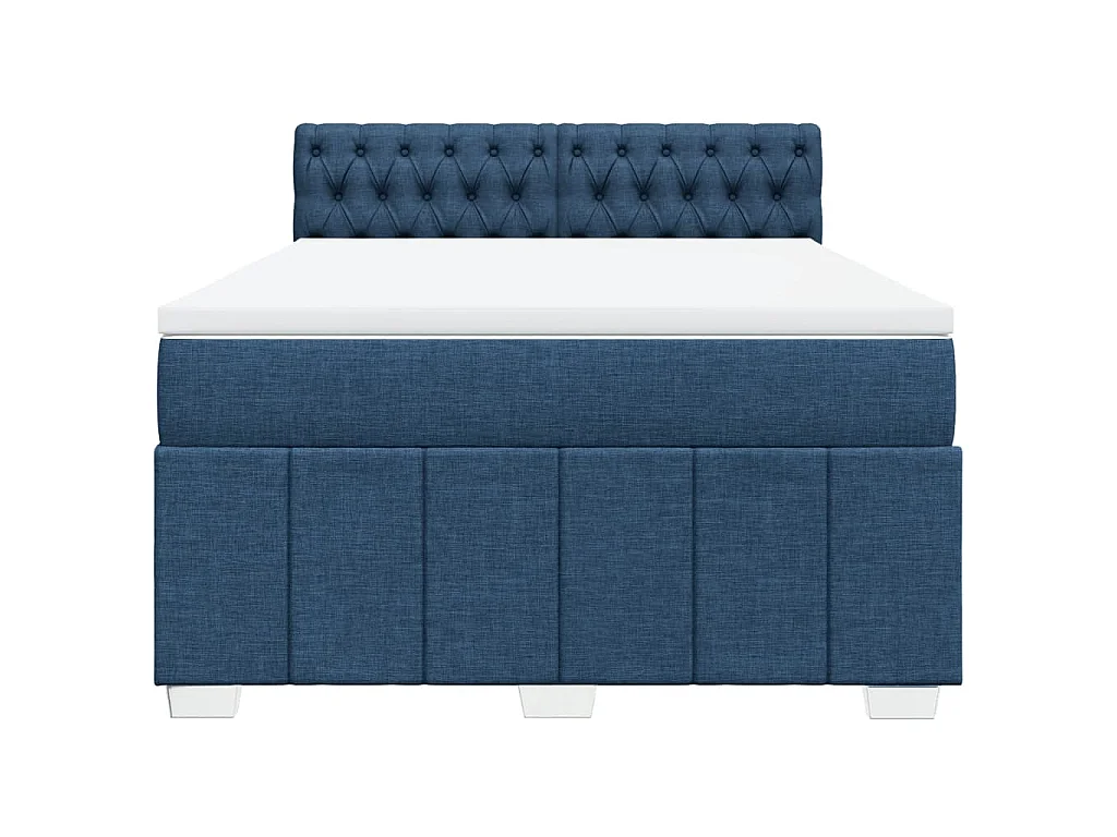 Cama com molas/colchão 160x200 cm tecido azul
