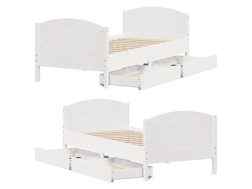 Massivholzbett ohne Matratze Weiß 90x200 cm Kiefernholz