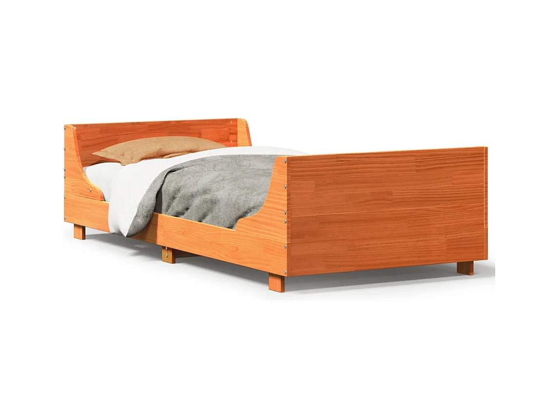 Massivholzbett ohne Matratze Wachsbraun 90x190 cm Kiefernholz