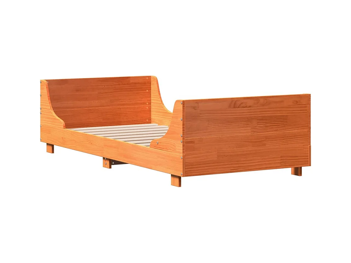 Massivholzbett ohne Matratze Wachsbraun 90x190 cm Kiefernholz