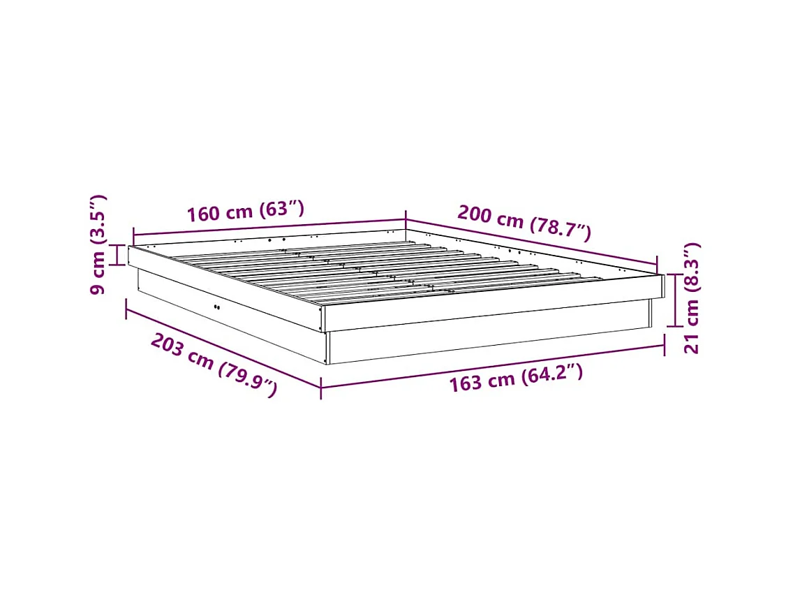 Massivholzbett ohne Matratze 160x200 cm Eichenholz