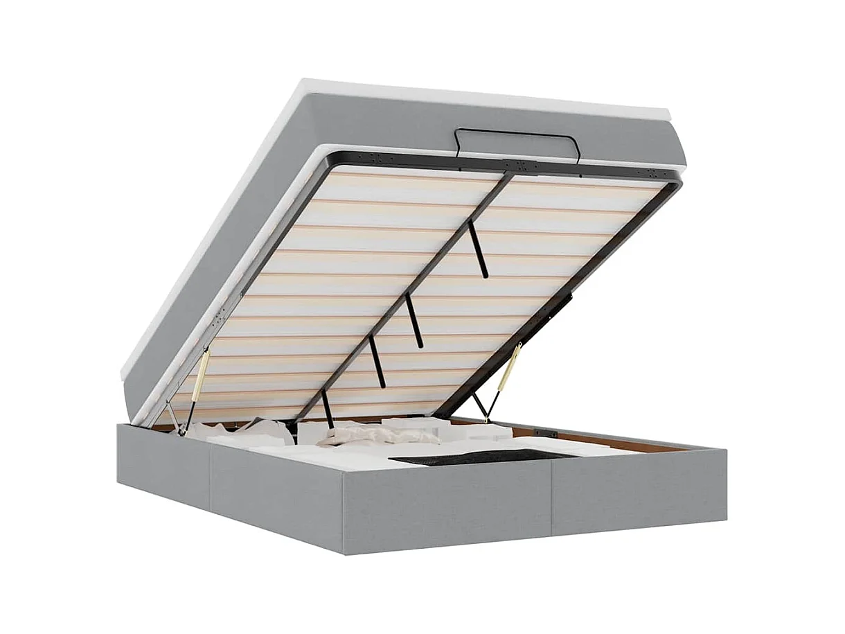 Ottoman-Bett mit Matratze Hellgrau 140x190 cm Stoff