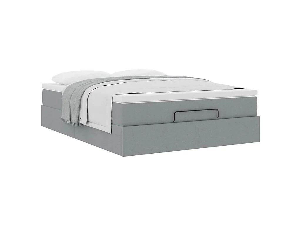 Estrutura de cama otomana com colchão 140x190 cm cinzento claro