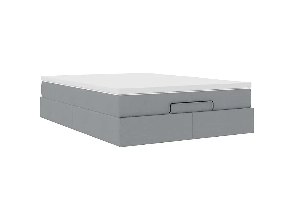 Estrutura de cama otomana com colchão 140x190 cm cinzento claro