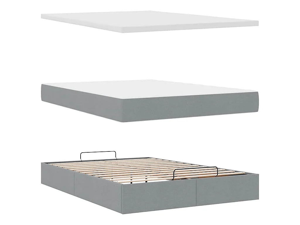 Estrutura de cama otomana com colchão 140x190 cm cinzento claro