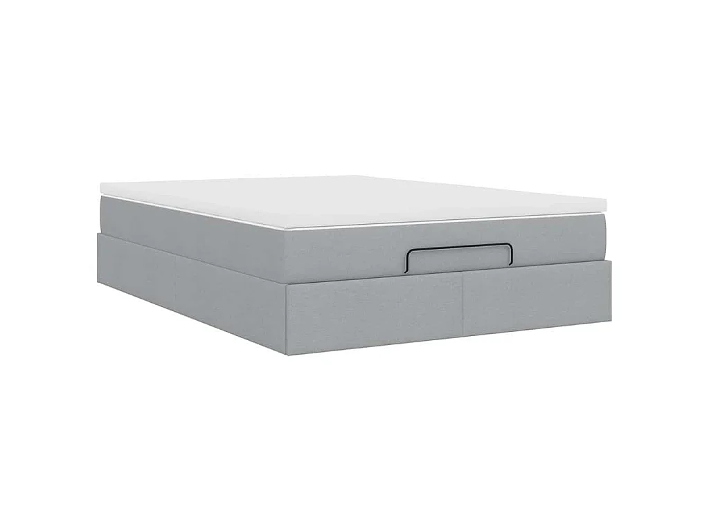 Estrutura de cama otomana com colchão 140x190 cm cinzento claro