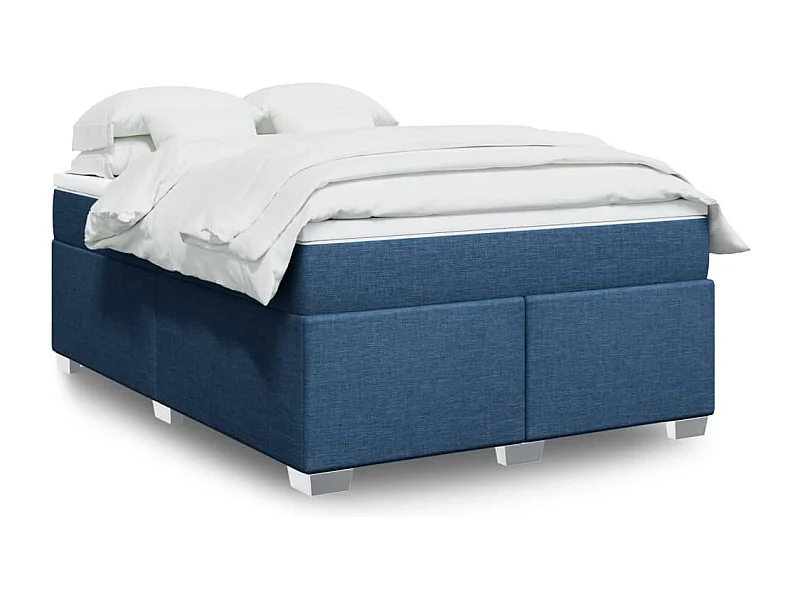 Sommier à lattes de lit avec matelas Bleu 140x200 cm Tissu