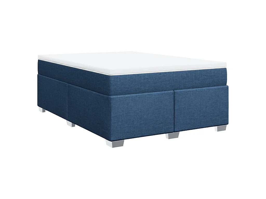 Boxspringbett mit Matratze Blau 140x200 cm Stoff