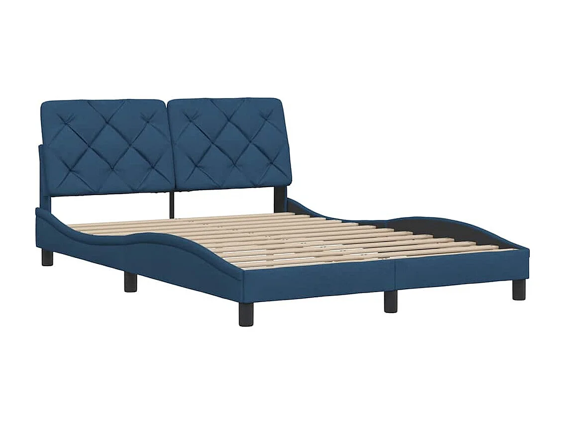 Cadre de lit sans matelas bleu 140x200 cm tissu