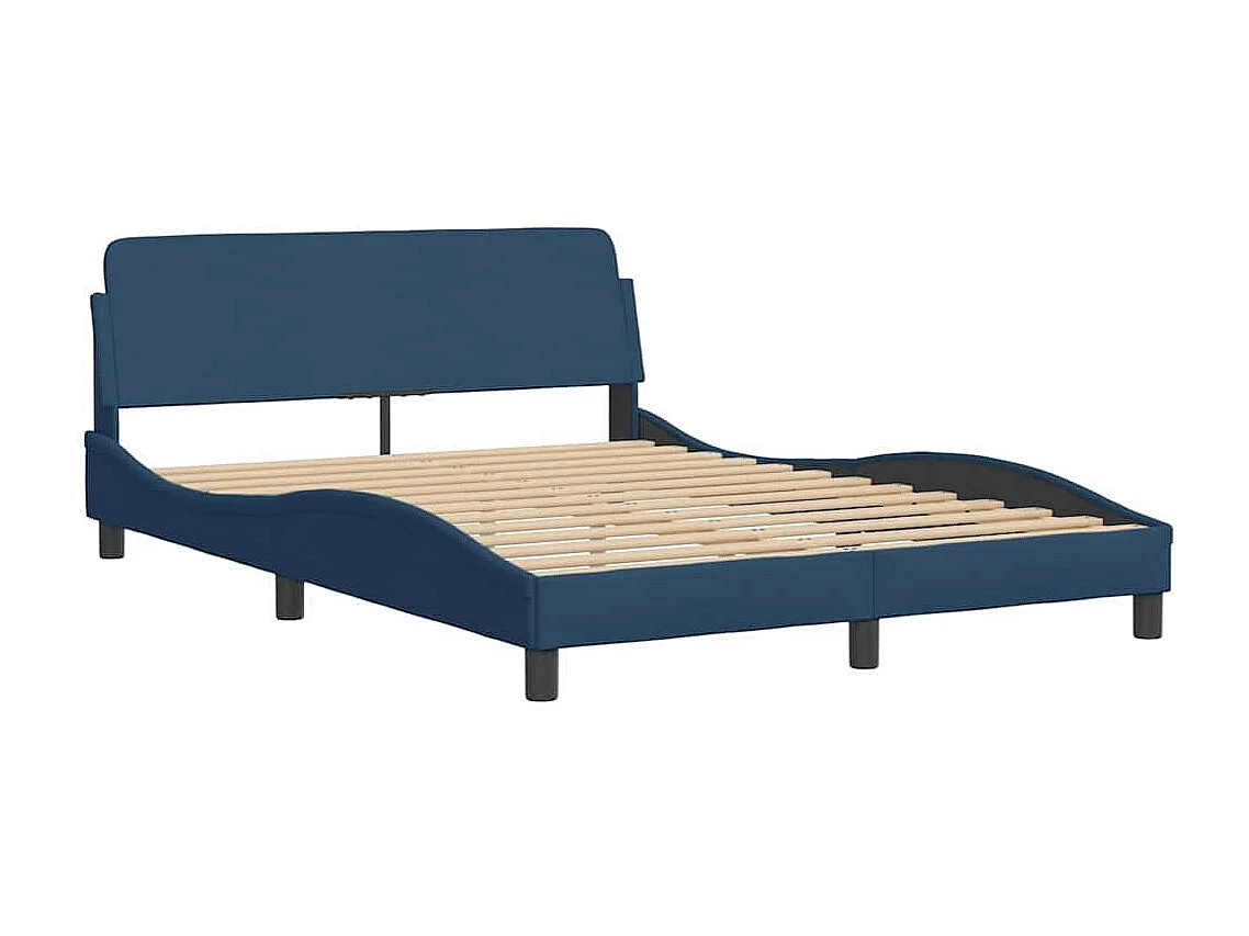 Cadre de lit sans matelas bleu 140x200 cm tissu