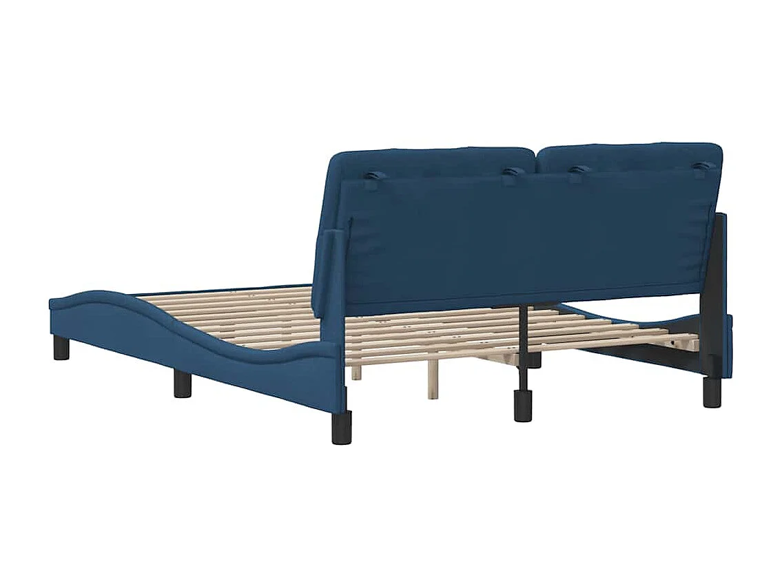 Cadre de lit sans matelas bleu 140x200 cm tissu