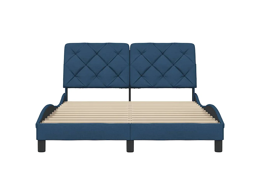 Cadre de lit sans matelas bleu 140x200 cm tissu