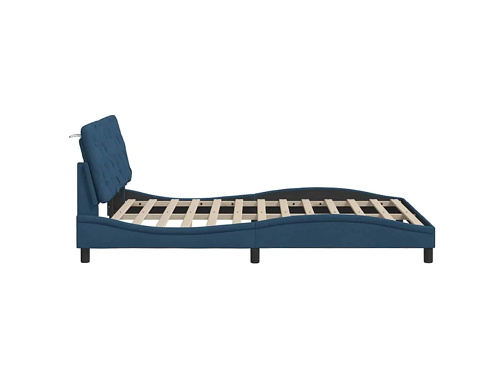Cadre de lit sans matelas bleu 140x200 cm tissu