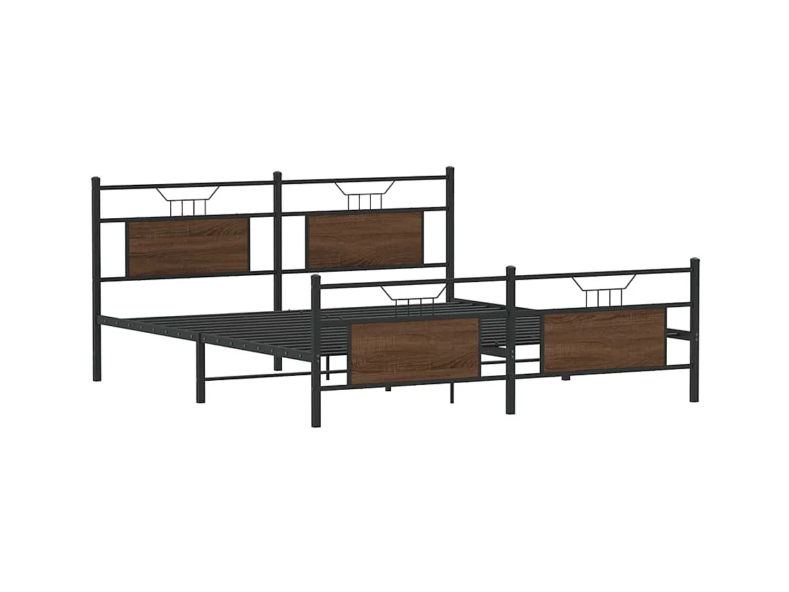Metallbett ohne Matratze Braun Eichen-Optik 160x200 cm