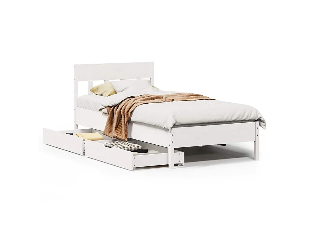Cadre de lit sans matelas blanc 90x200 cm bois de pin massif