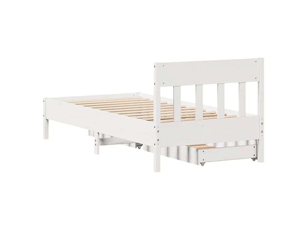 Cadre de lit sans matelas blanc 90x200 cm bois de pin massif