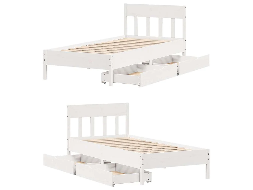 Cadre de lit sans matelas blanc 90x200 cm bois de pin massif