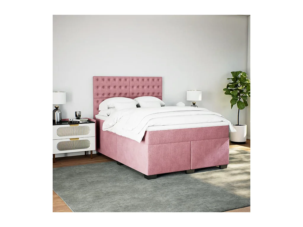 Sommier à lattes de lit avec matelas Rose 140x200 cm Velours