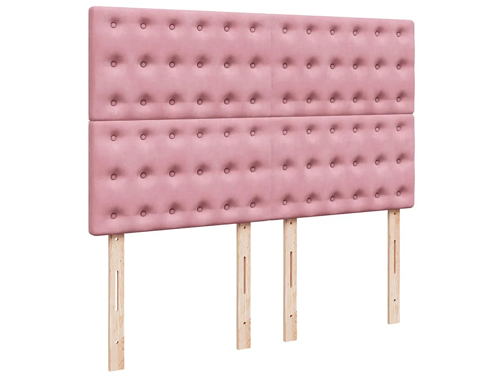 Cama box spring con colchón terciopelo rosa 140x200 cm
