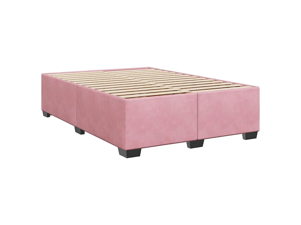 Cama box spring con colchón terciopelo rosa 140x200 cm
