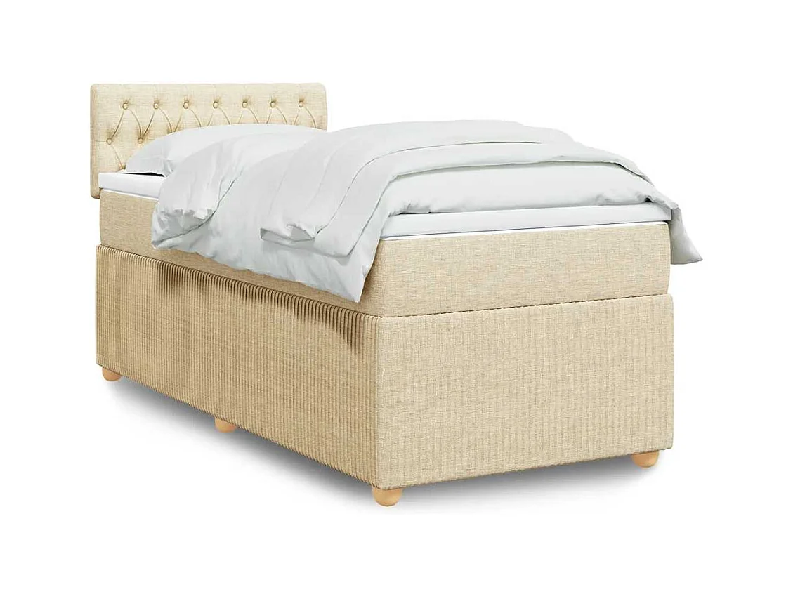 Sommier à lattes de lit et matelas Crème 90x190 cm Tissu